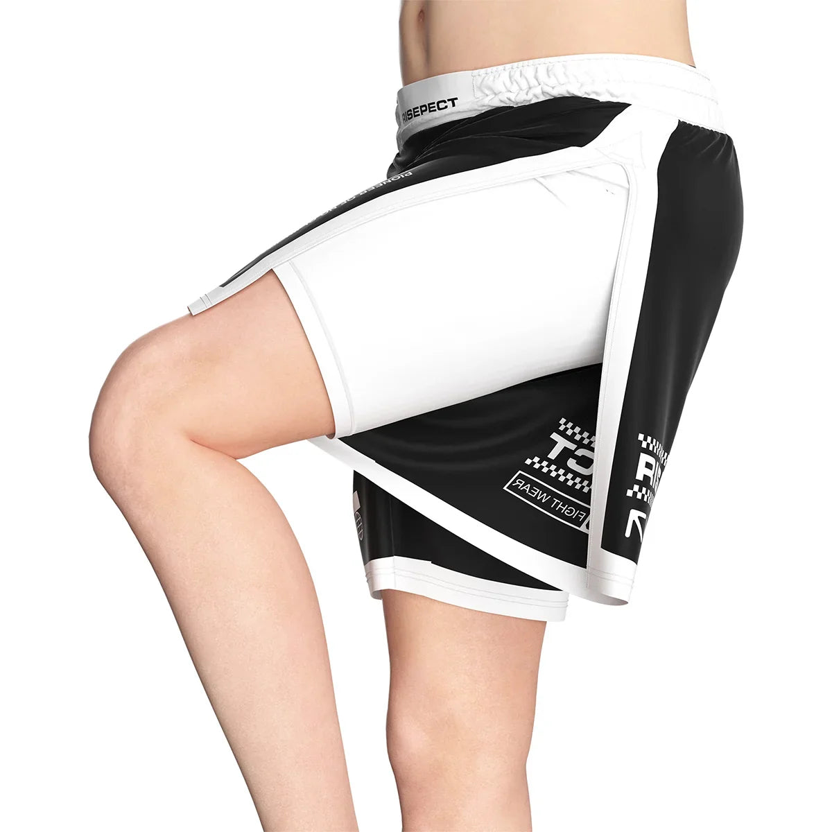 The High Slit Details of Gladiator 2 in 1 Shorts White Black Ground Control