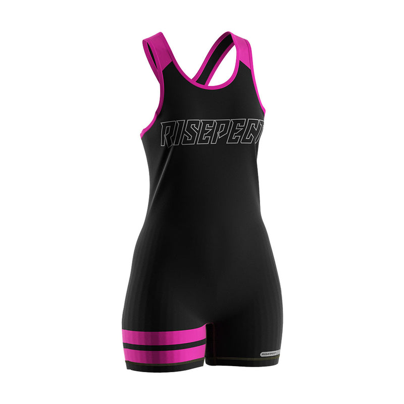 Women's Fitness Bodysuit-Pink Shoulder Strap