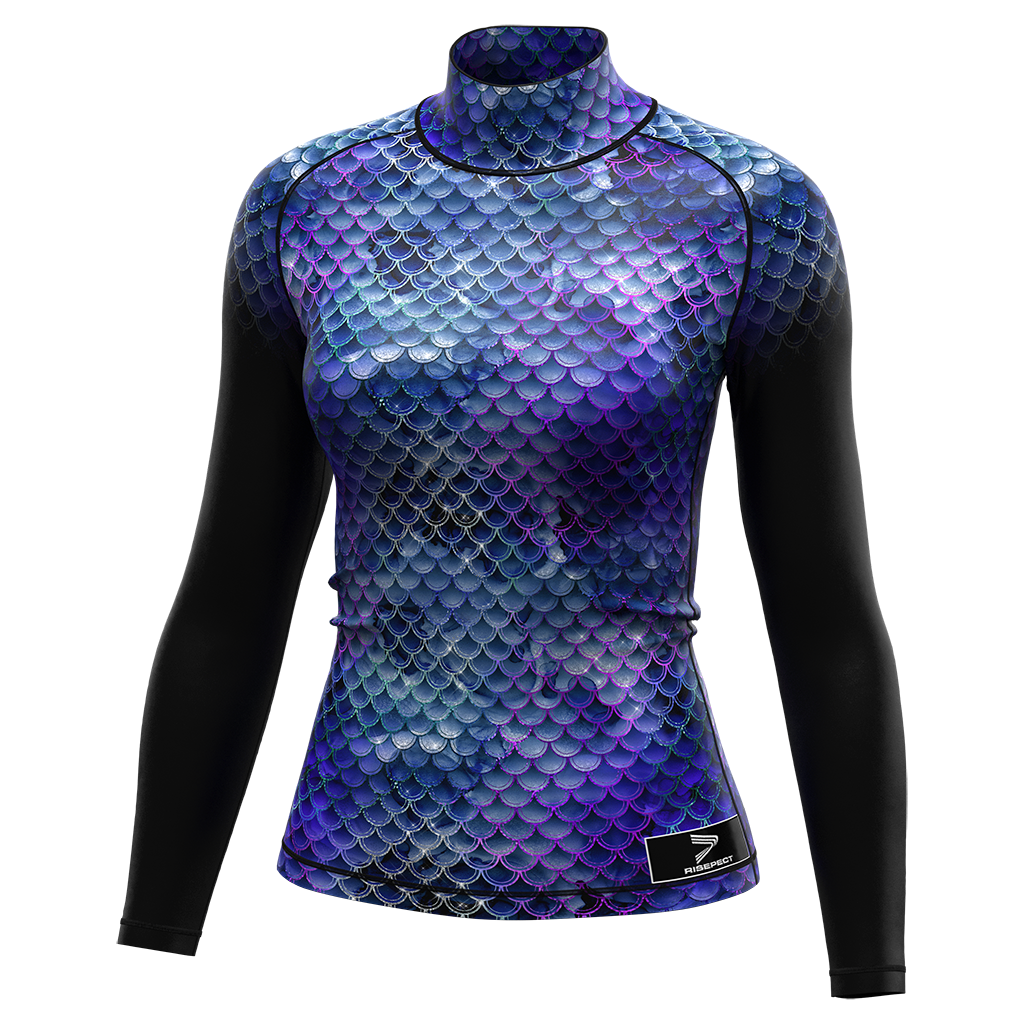 Fish Pattern Rash Guard Fish Scales Pattern Mixed Color Rash Guard – RISEPECT