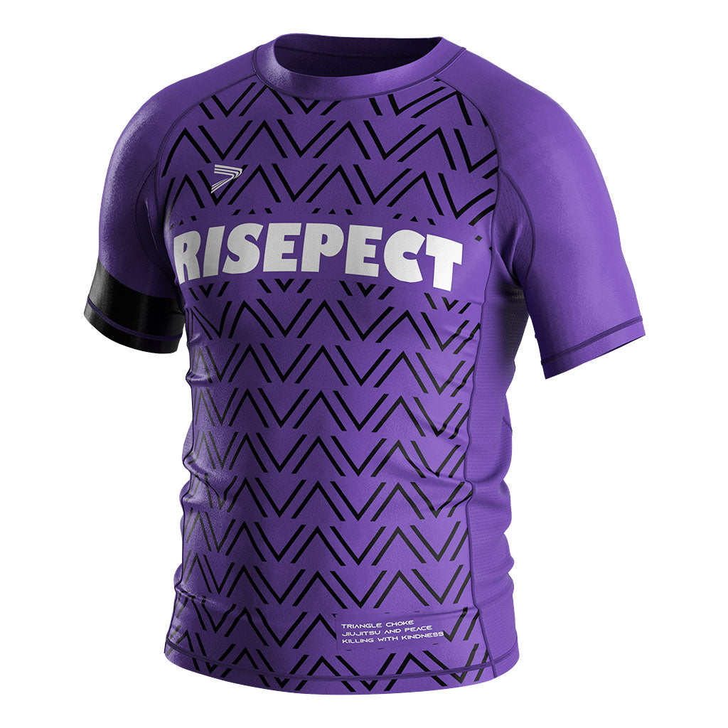 Simple Wavy Pattern BJJ Short Sleeve Rash Guard Purple | Risepect.com ...