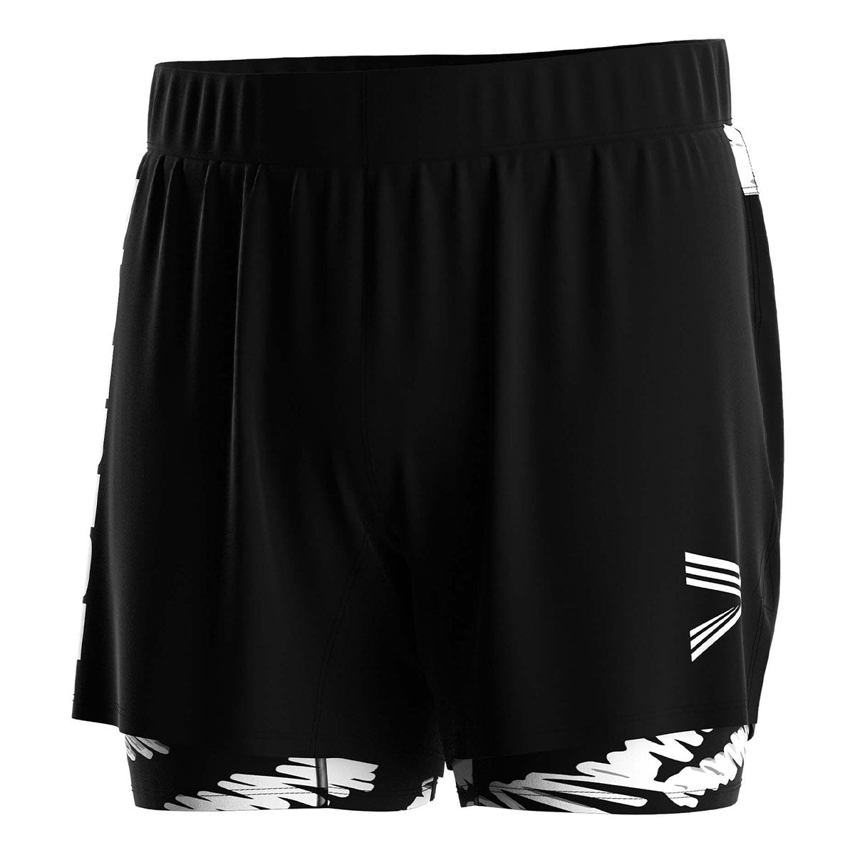 2 in 1 BJJ MMA Shorts Black-white Graffiti Liner