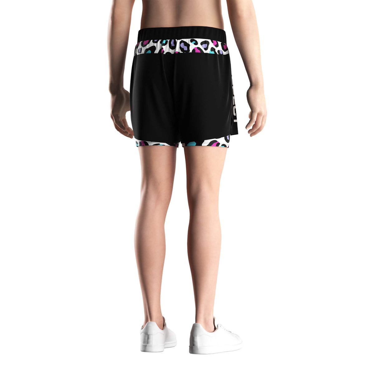 Male Model in 2 in 1 BJJ MMA Shorts-Colorful Dots Liner - back