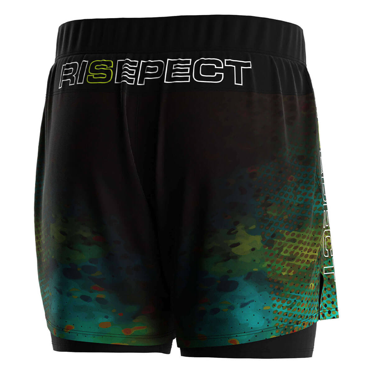 2 in 1 BJJ MMA Shorts Green Mash Gradient