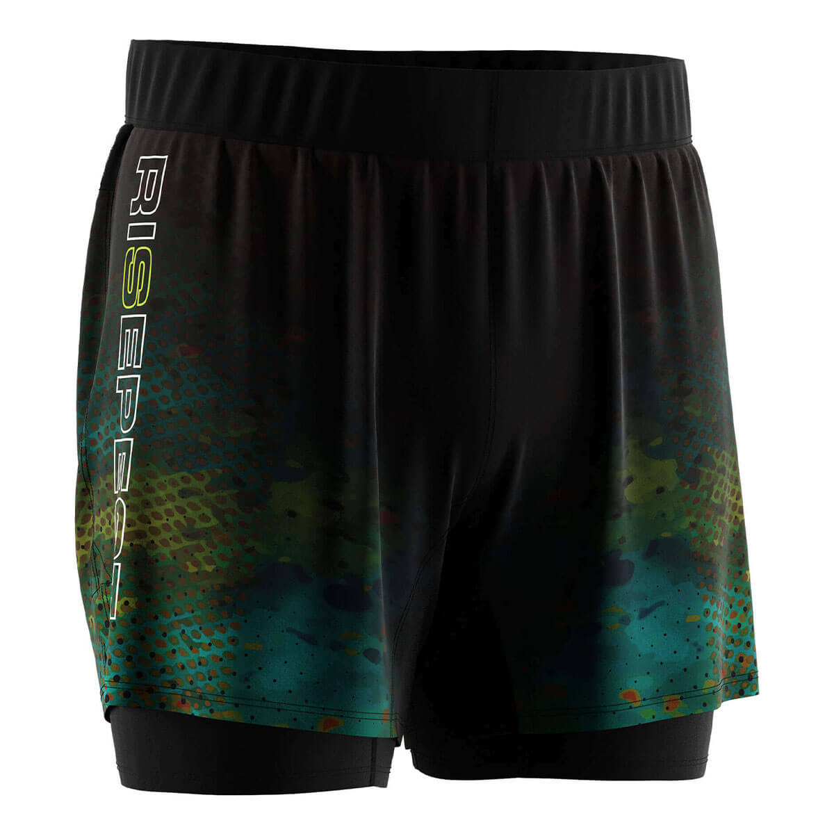 2 in 1 BJJ MMA Shorts Green Mash Gradient