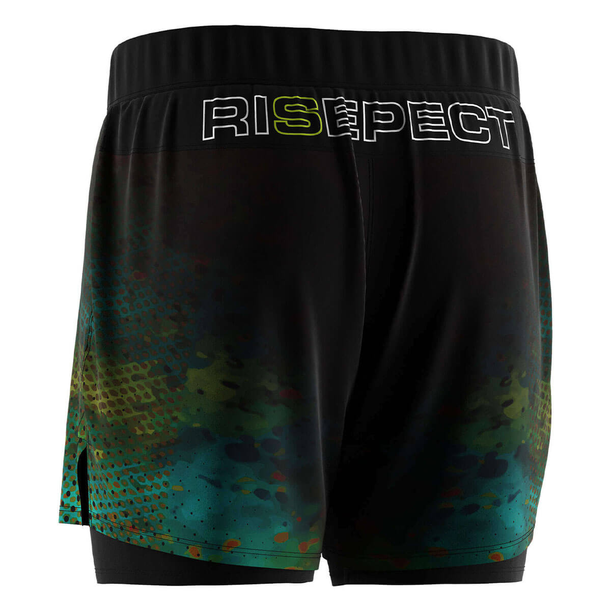 2 in 1 BJJ MMA Shorts Green Mash Gradient