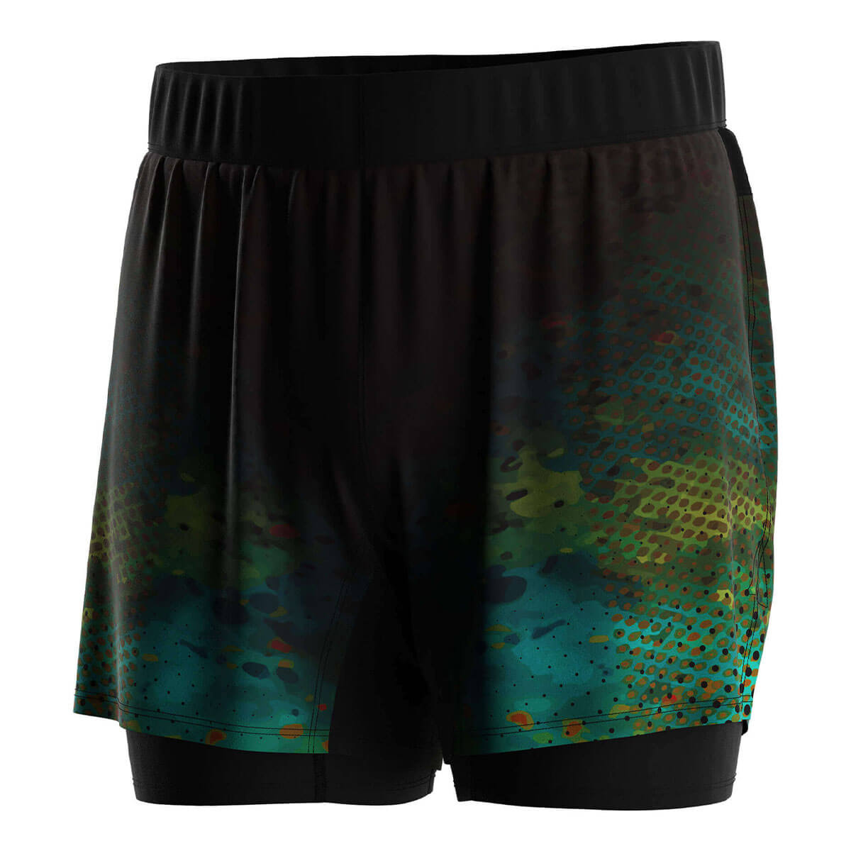 2 in 1 BJJ MMA Shorts Green Mash Gradient