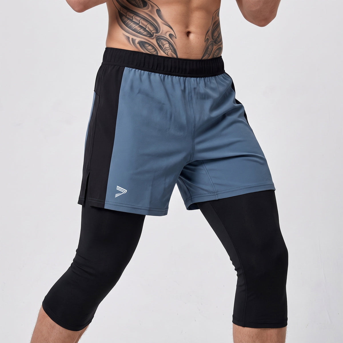 Men's 2-in-1 shorts with 7/8 leggings underneath