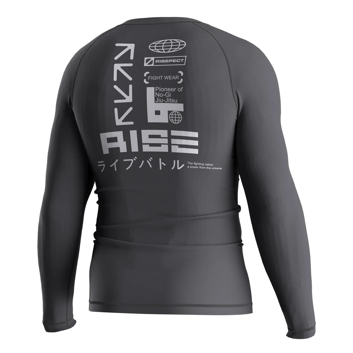 Right Back View of 3rd Generation Black Triangle Long Sleeve Rash Guard