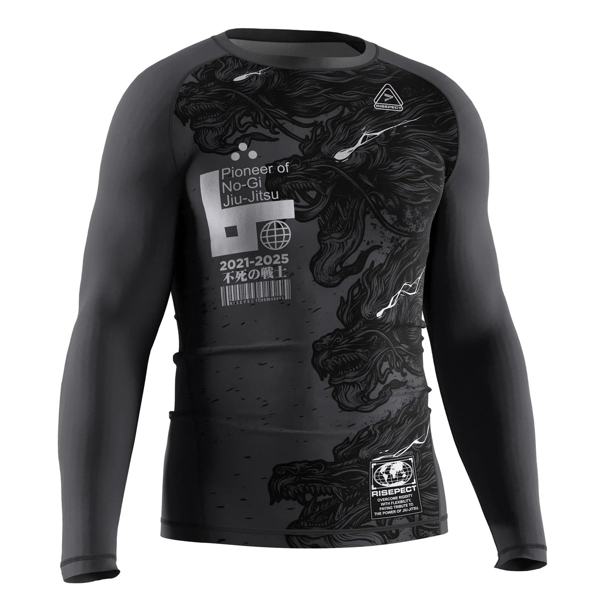 Right Front View of 3rd Generation Black Triangle Long Sleeve Rash Guard