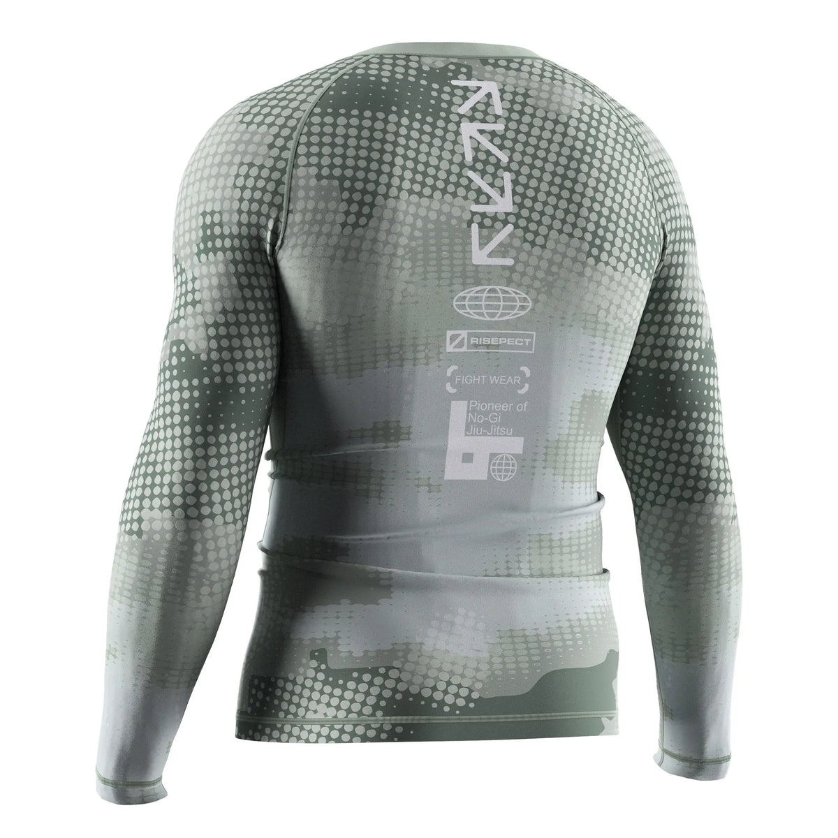 Left Back View of 3rd Generation Digital Armor Long Sleeve Rash Guard
