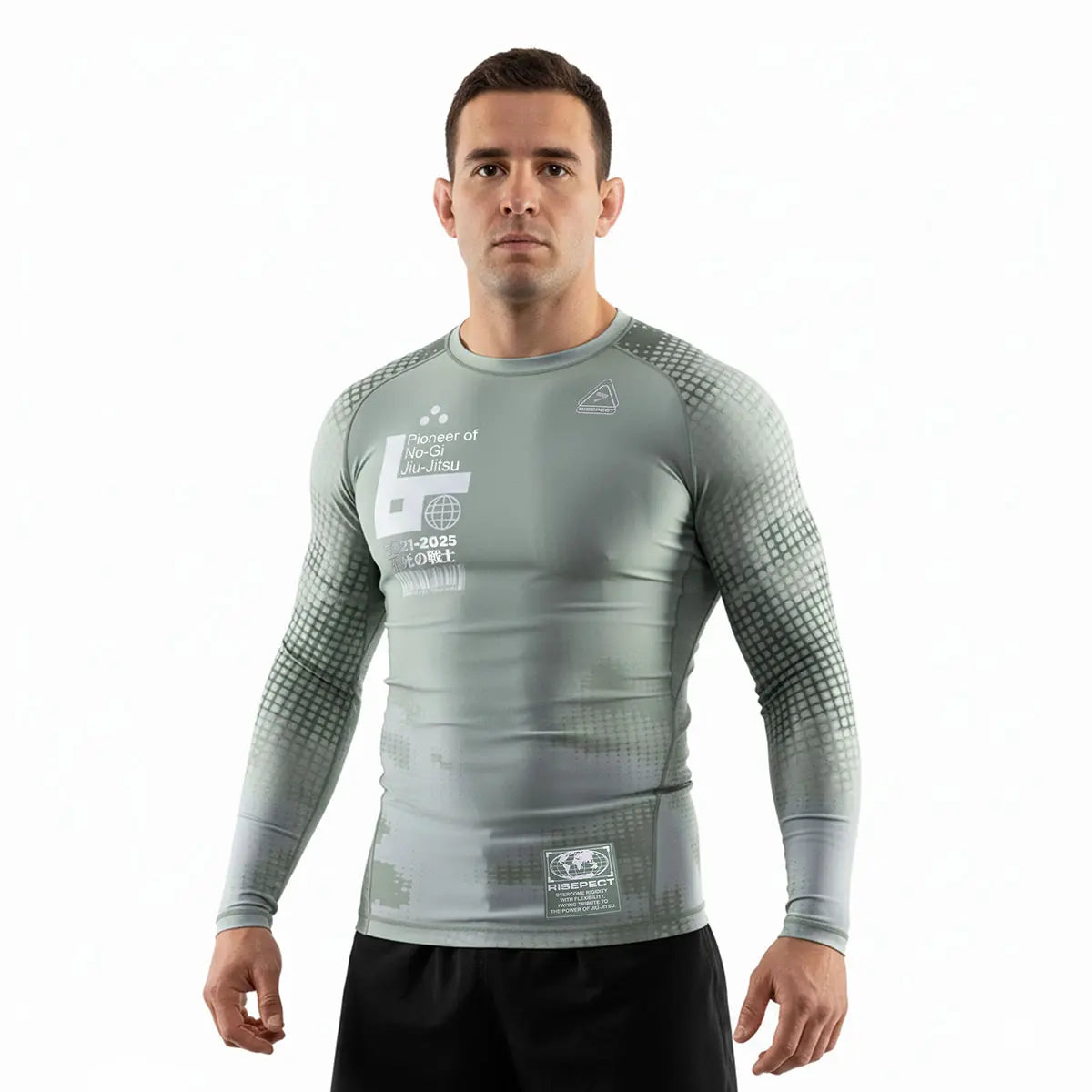 Male Model in 3rd Generation Digital Armor Long Sleeve Rash Guard Front View
