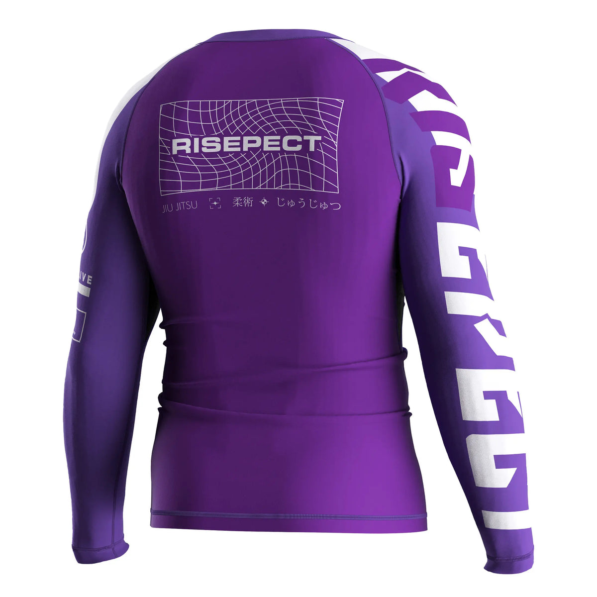 Right Back View of 3rd Generation Purple Honor Long Sleeve Rash Guard