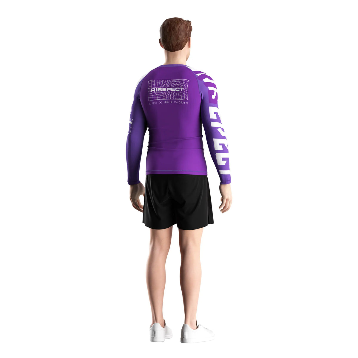 Male Model in 3rd Generation Purple Honor Long Sleeve Rash Guard