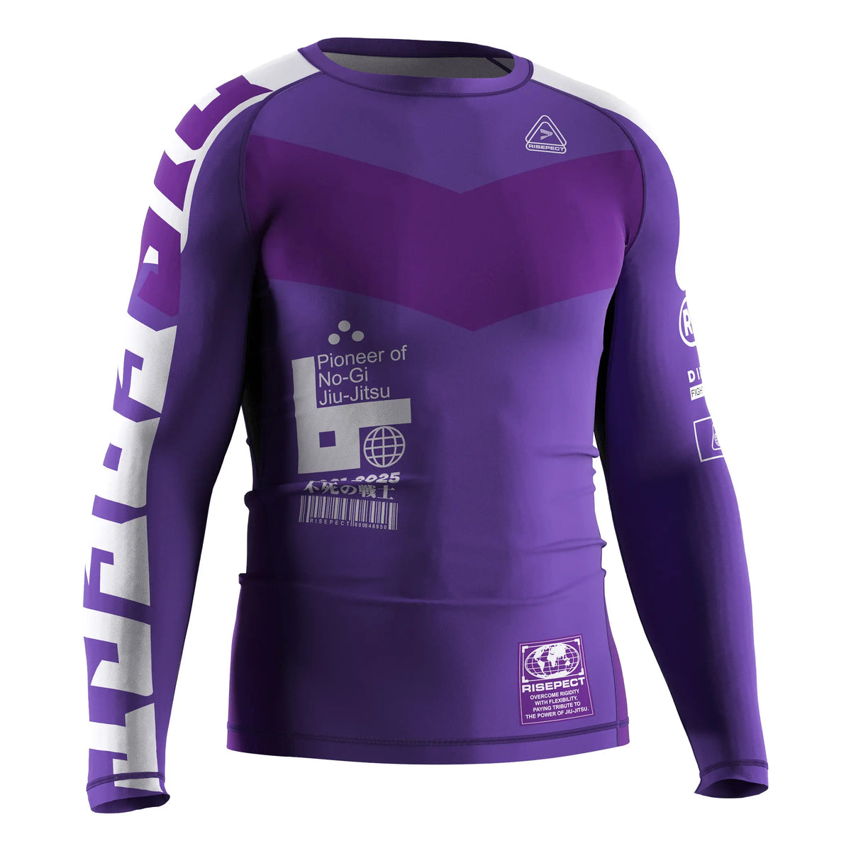 Right Front View of 3rd Generation Purple Honor Long Sleeve Rash Guard