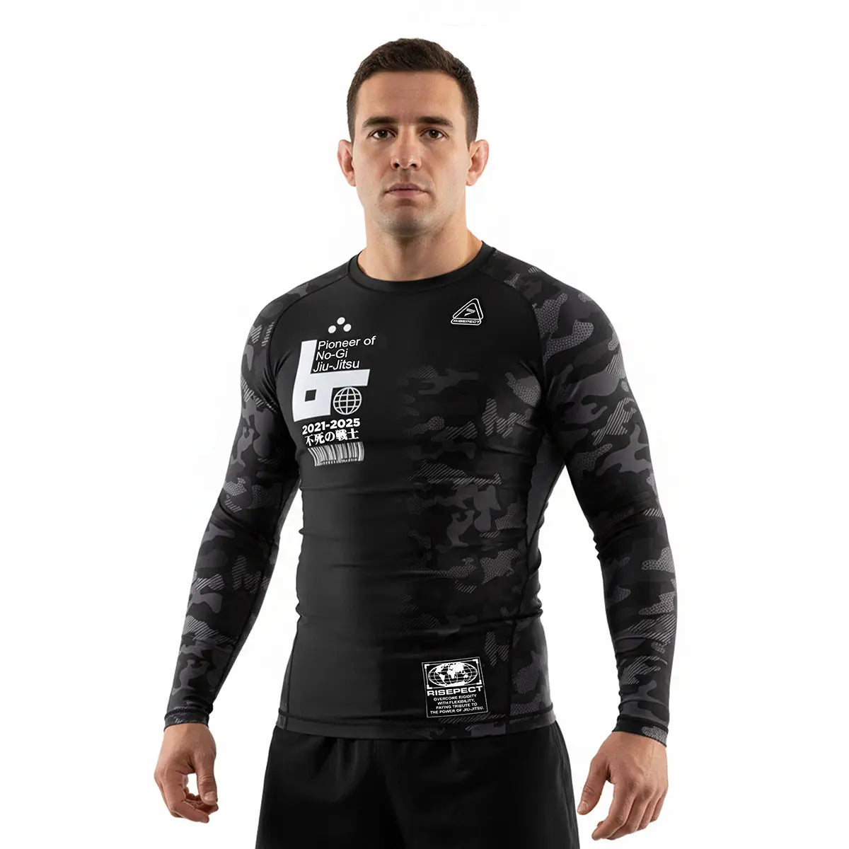 Male Model in 3rd Generation Shadow Drift Long Sleeve Rash Guard Front View