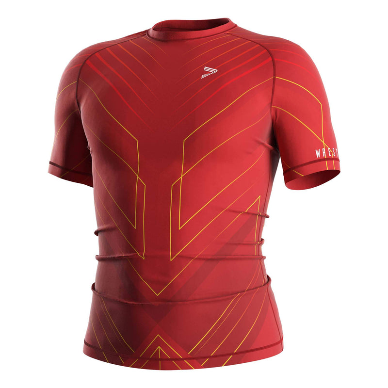 Red Dominator Wrestling Compression Shirt - left front