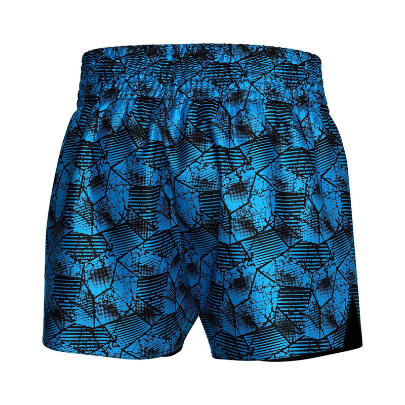 Abstract Camo Muay Thai Shorts – Blue right back