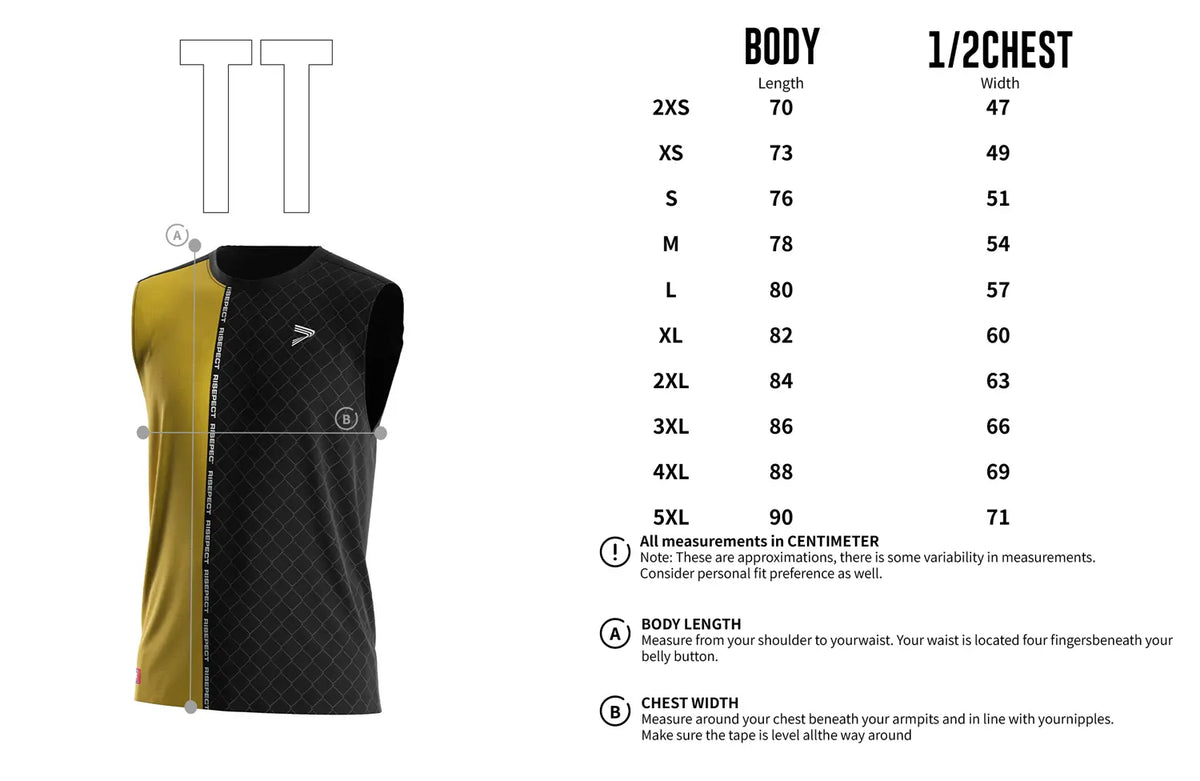 Men's Muay Thai Sleeveless Shirt - Black & Gold Split Design