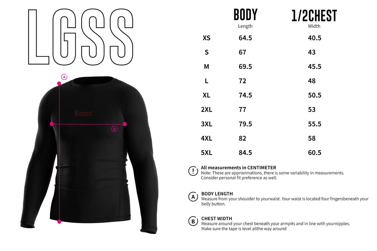 Adult Sizes Chart of Kishpert Infernal Coil Red Dragon Rash Guard 3.0 Gothic Armor