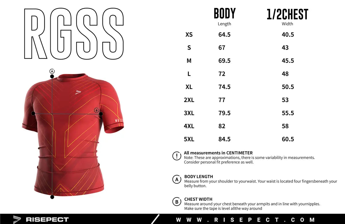Adult Sizes Chart of Impact Wrestling Compression Shirt Series