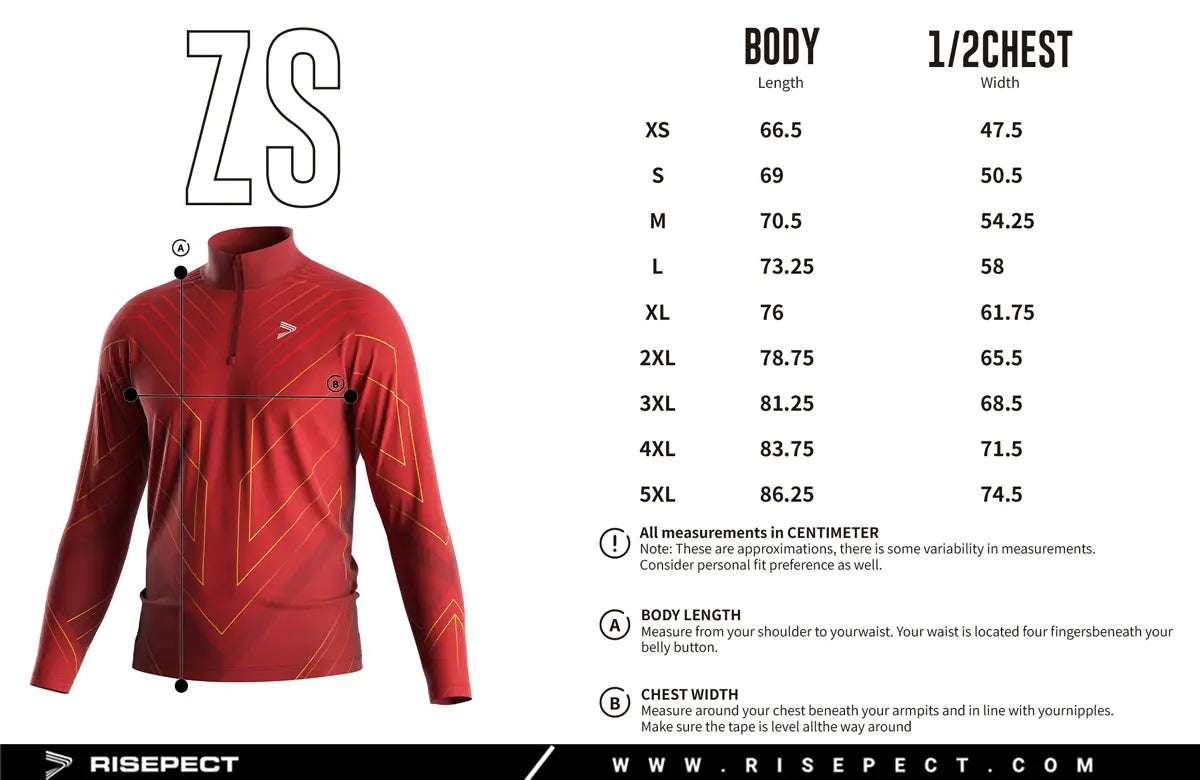 Adult Sizes Chart of Line of Impact Wrestling Quarter Zip Series