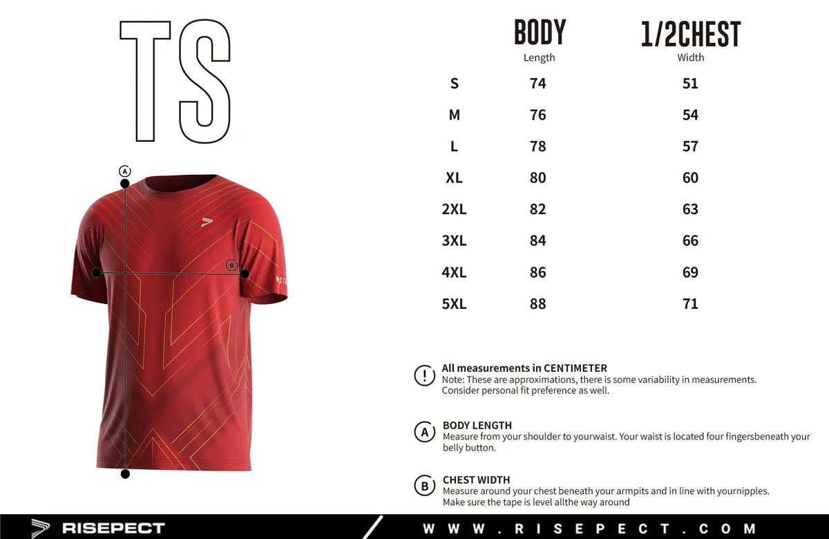 Adult Sizes Chart of Line of Impact Wrestling Tshirt Series