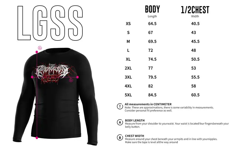 Adult Sizes Chart of Blood Sigil Red Gothic Rash Guard Ritual Combat Long Sleeve 3.0