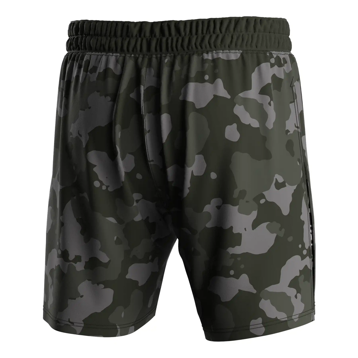 Army-green Camo High Slit MMA BJJ Shorts W/ Black Compression Lining