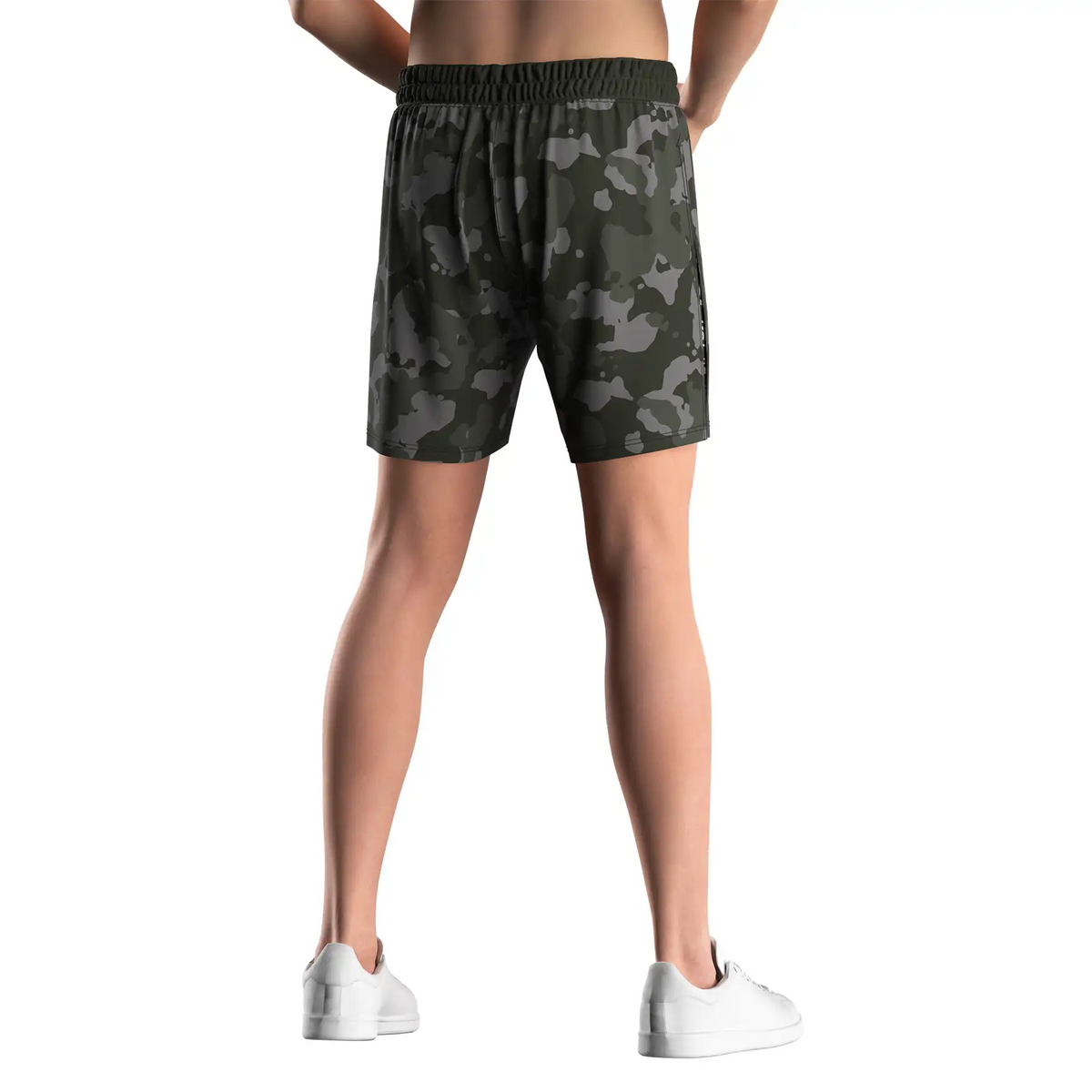Army-green Camo High Slit MMA BJJ Shorts W/ Black Compression Lining