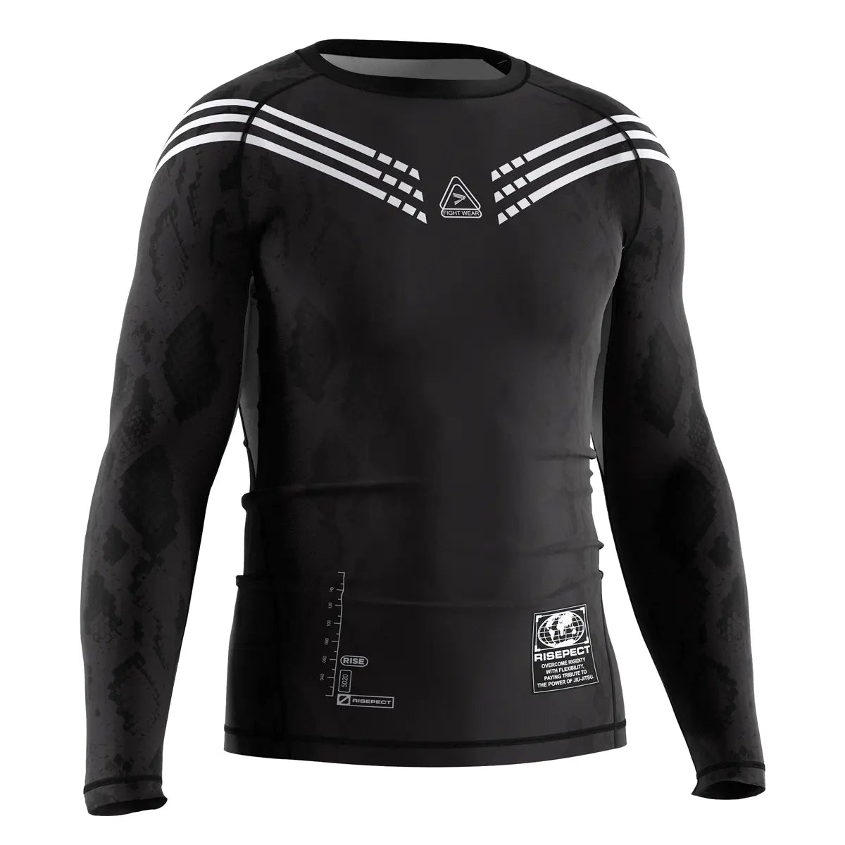 The Right Front View of Axis Lineage Geometry of Control Black Rash Guard 3.0