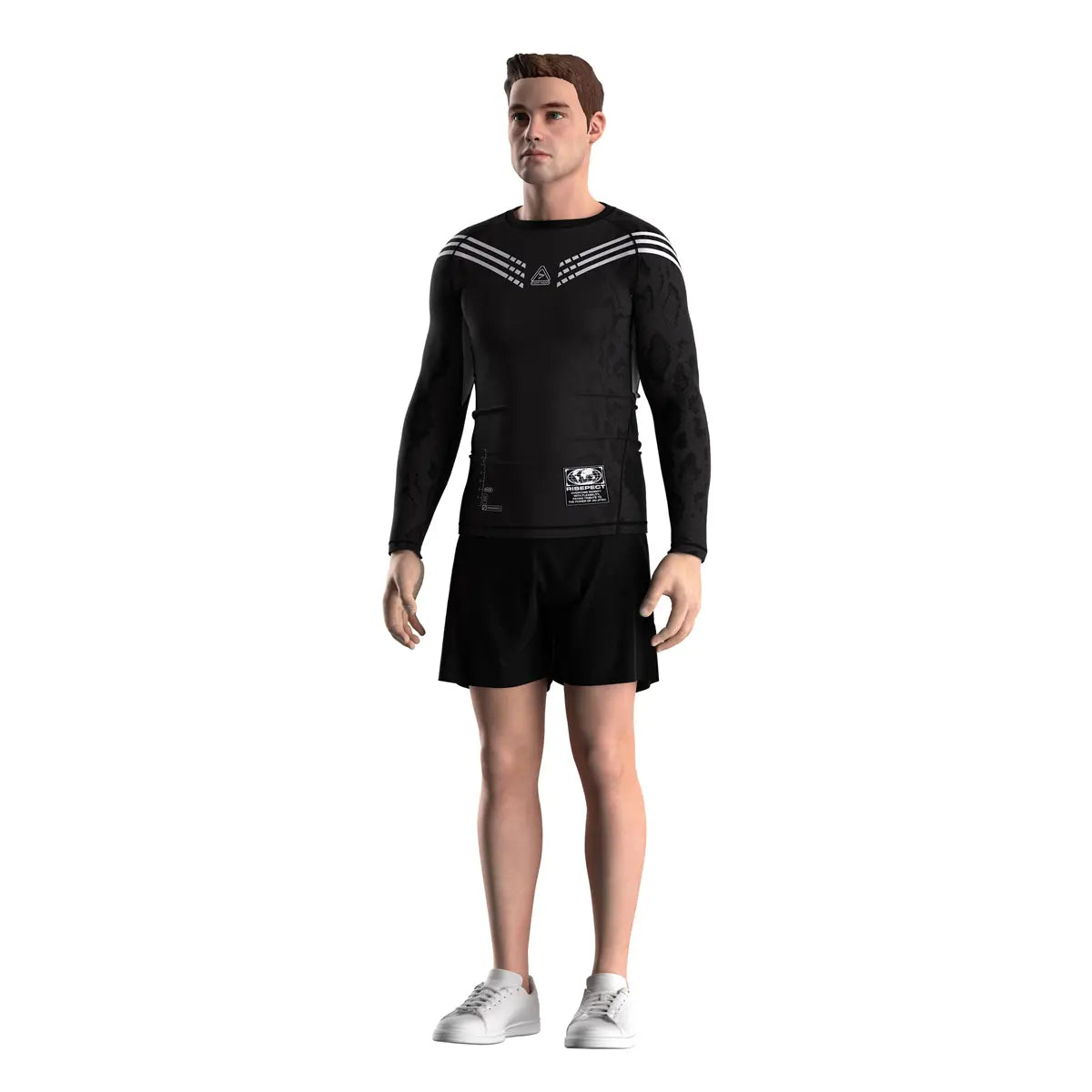 Male Model in Axis Lineage Geometry of Control Rash Guard 3.0 Front View