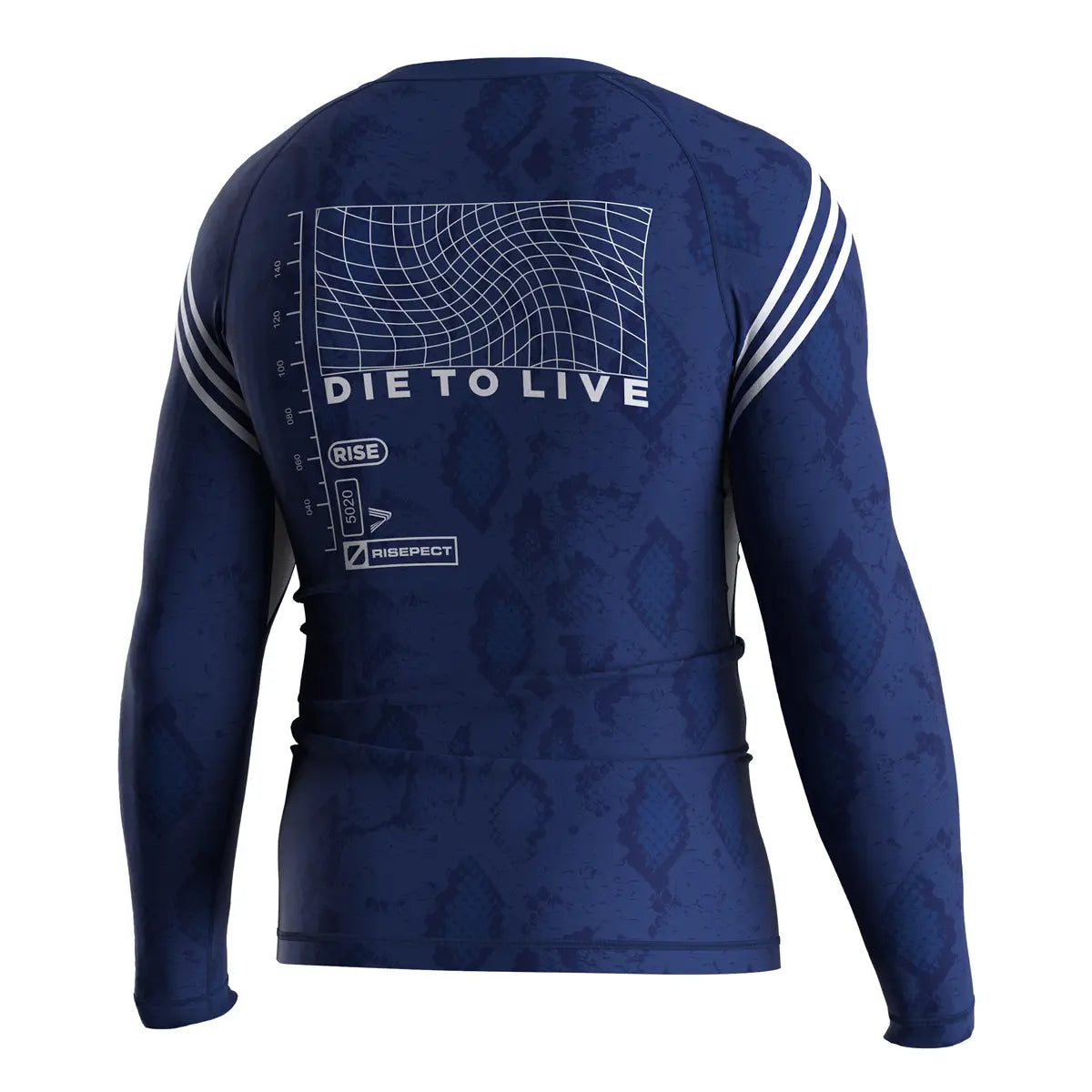 The Right Back View of Axis Lineage Geometry of Control Blue Rash Guard 3.0