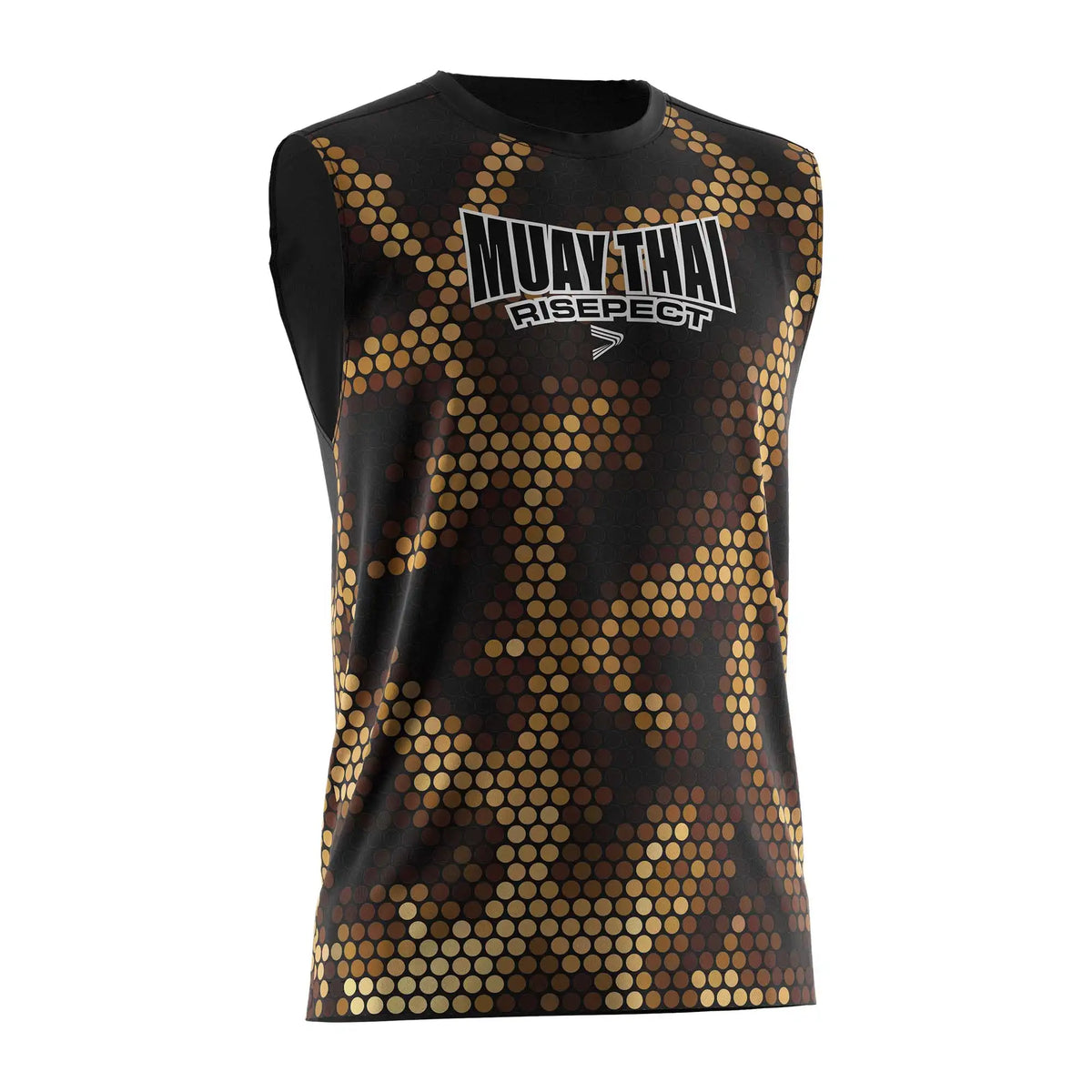 Black & Gold Neon Honeycomb Graphic Muay Thai Sleeveless Shirt