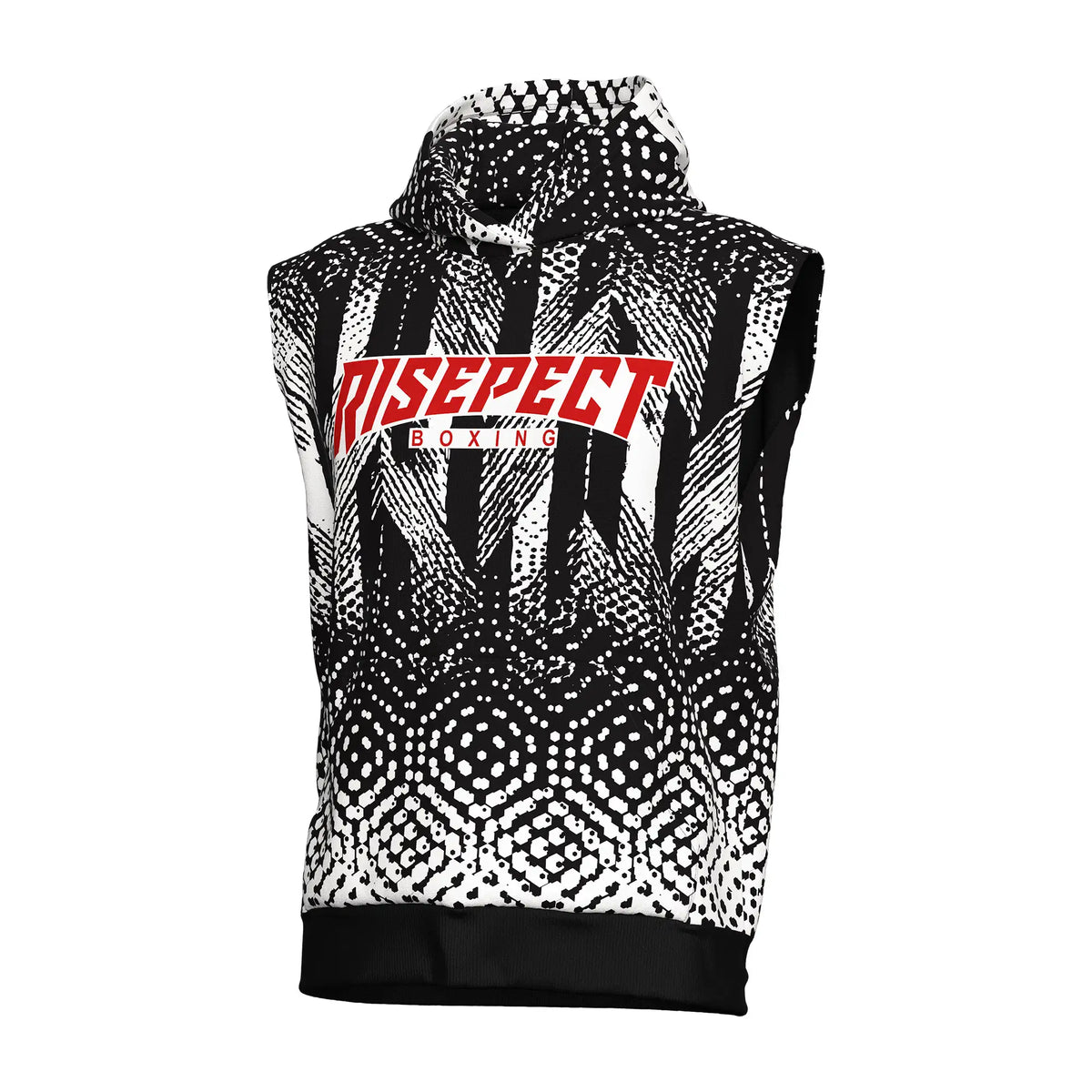 Black & White Contrast Boxing Sleeveless Hoodie