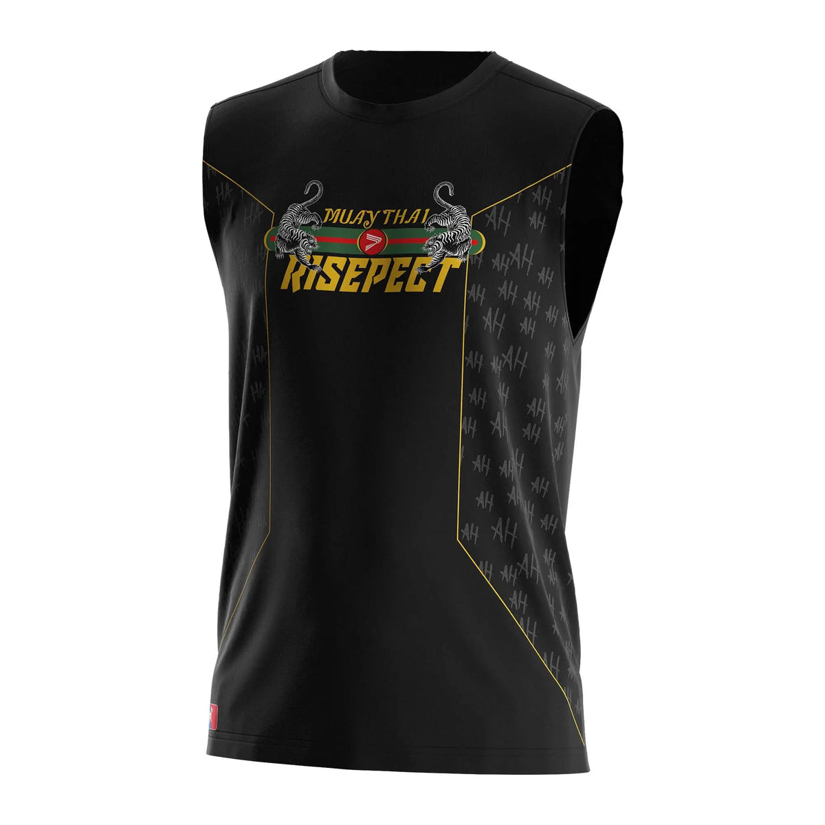 Black & Yellow Muay Thai RISEPECT Cut-Off Sleeve Shirt