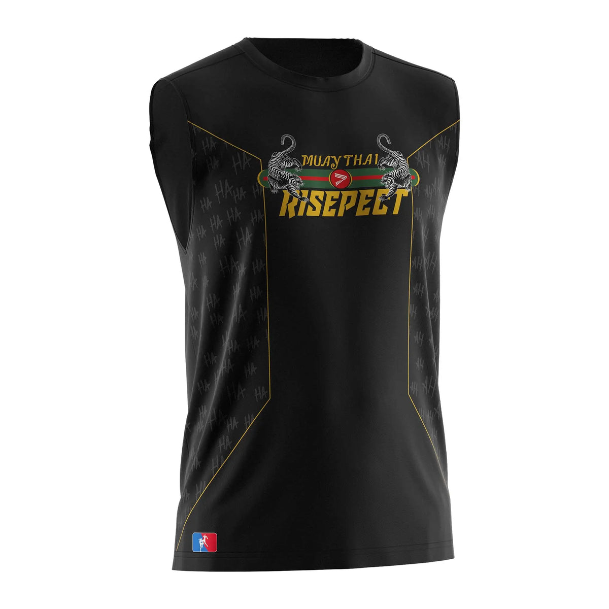 Black & Yellow Muay Thai RISEPECT Cut-Off Sleeve Shirt