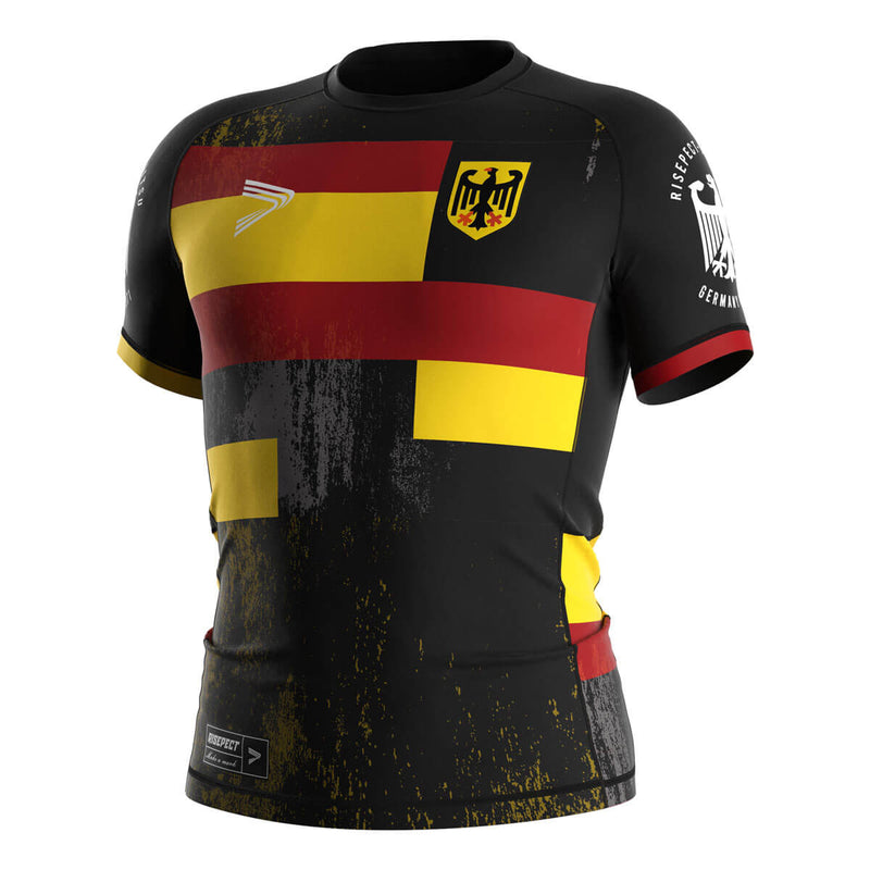 Black German Elite Rash Guard Lattice Short Sleeve - left front