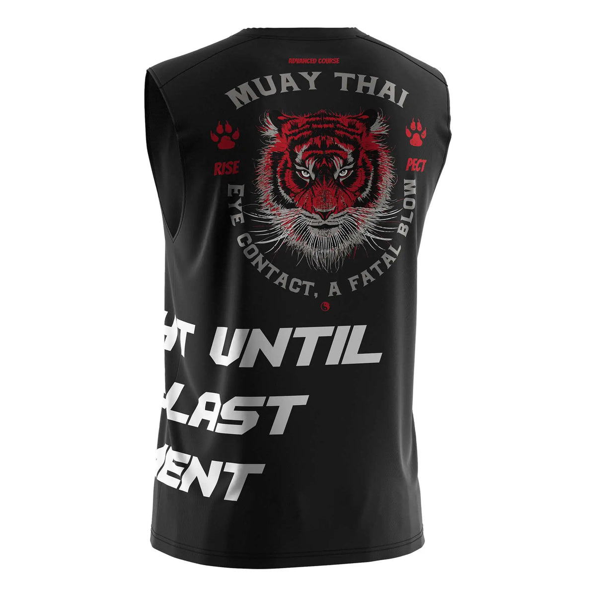 Black Muay Thai Sleeveless Shirt W/ Red Tiger Head