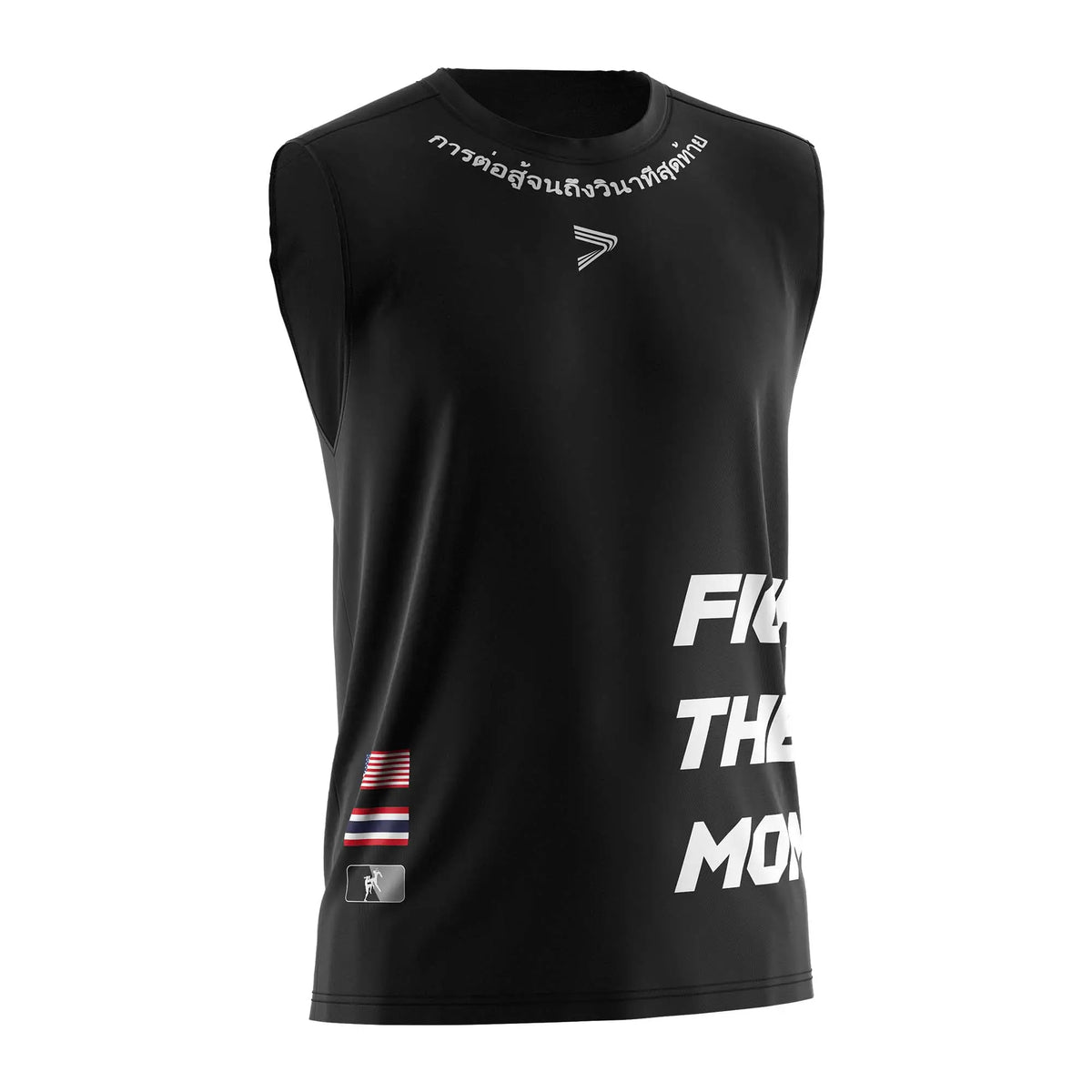 Black Muay Thai Sleeveless Shirt W/ Red Tiger Head