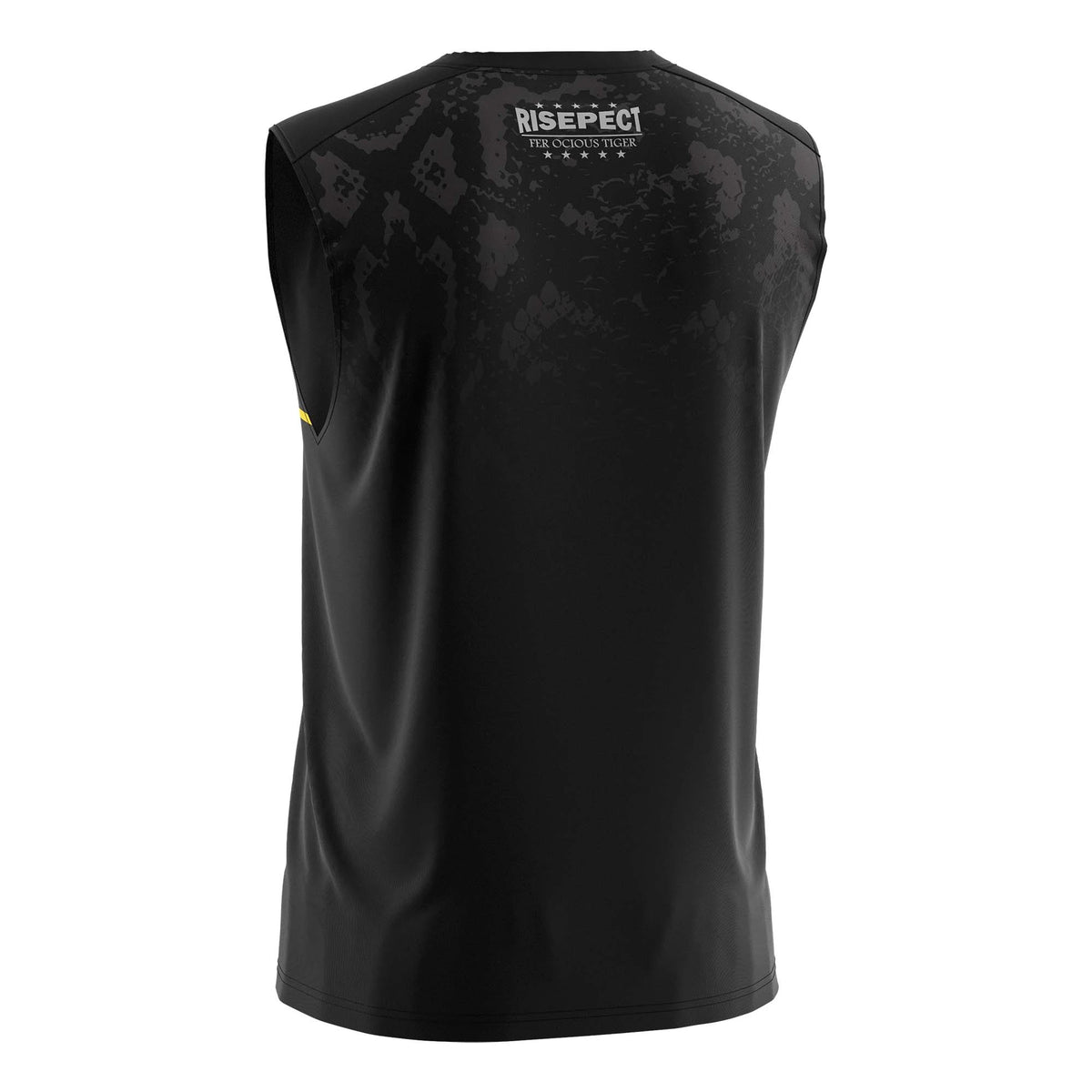 Black Muay Thai Sleeveless Shirt W/ Yellow Lines