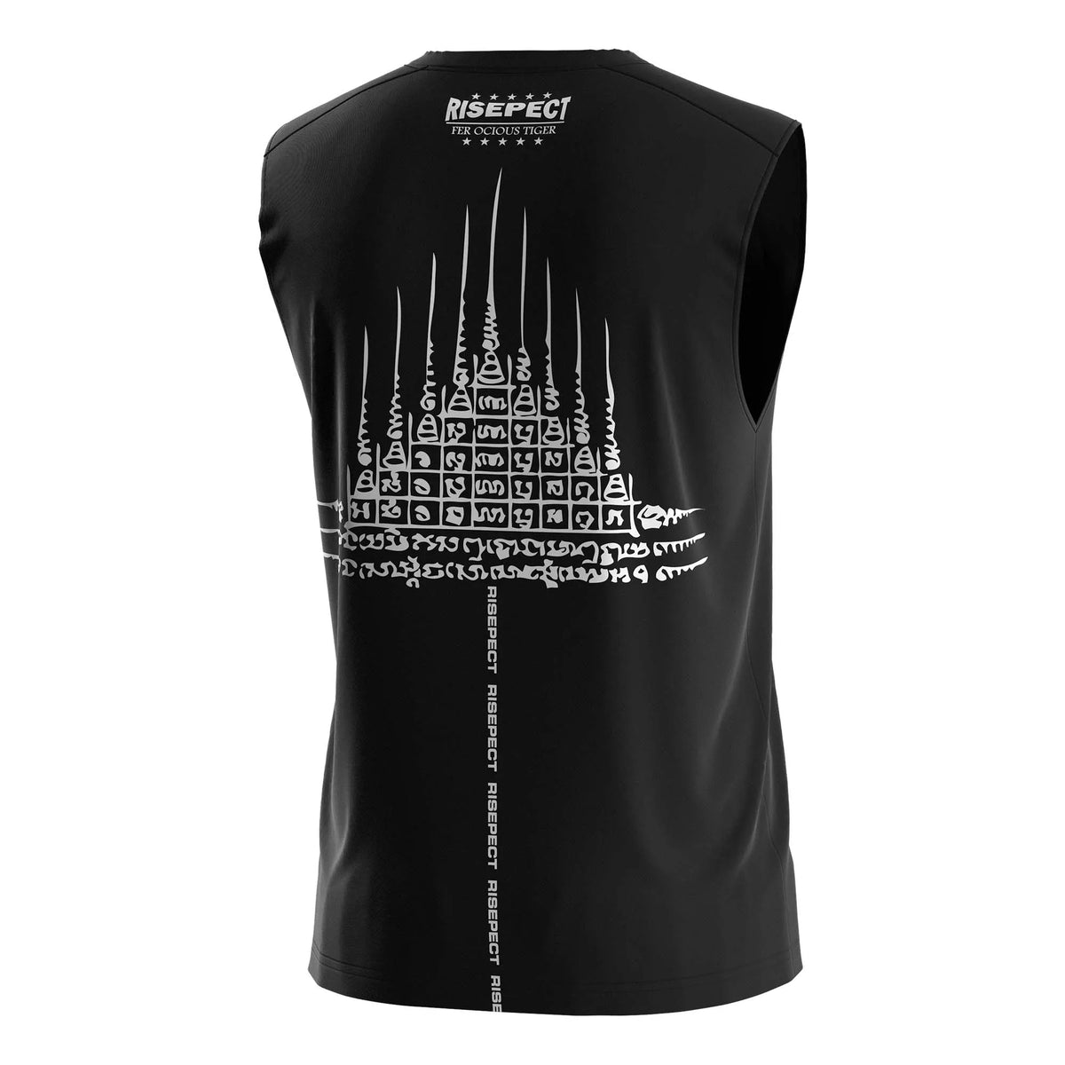 Black RISEPECT Grid Graphic Muay Thai Sleeveless Shirt
