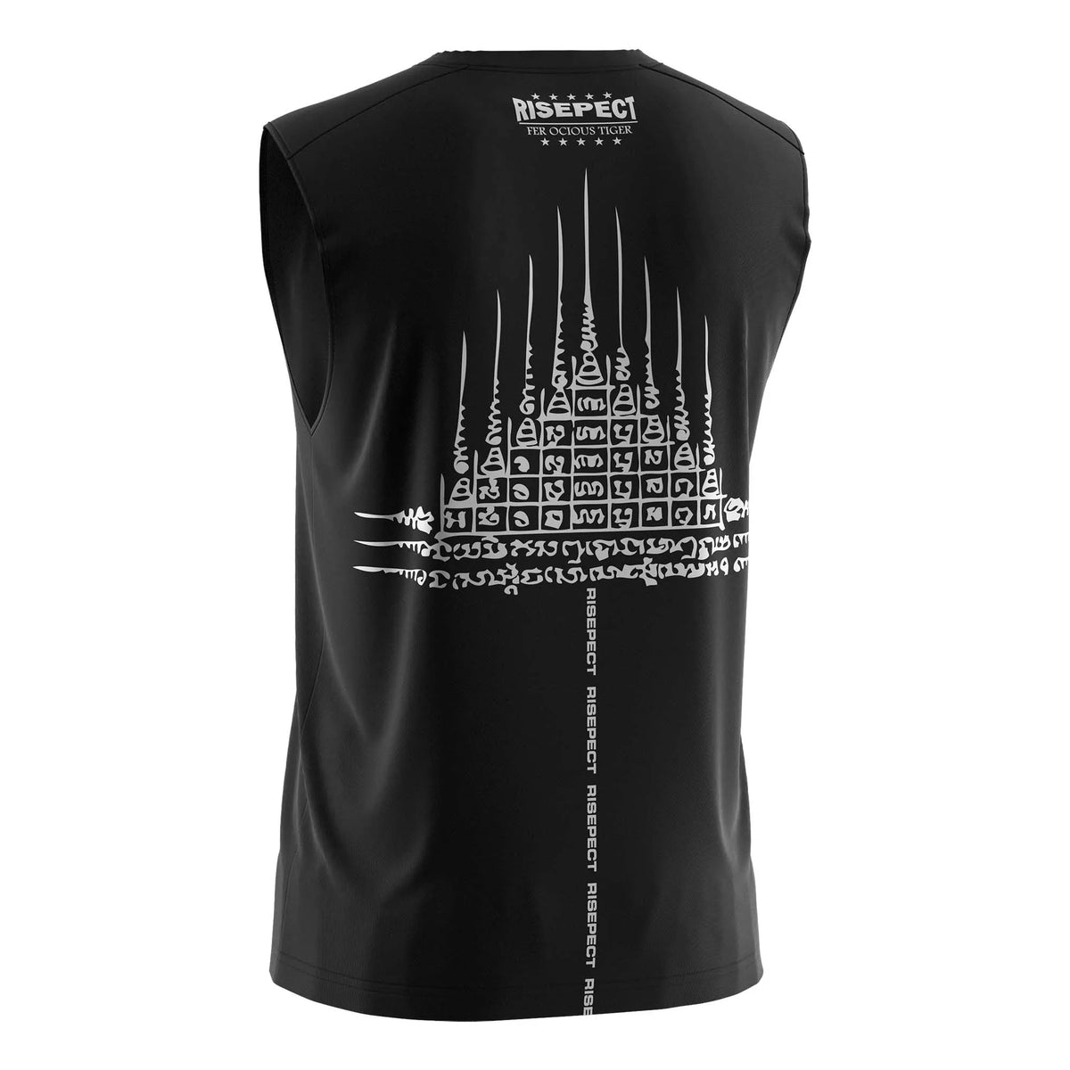 Black RISEPECT Grid Graphic Muay Thai Sleeveless Shirt