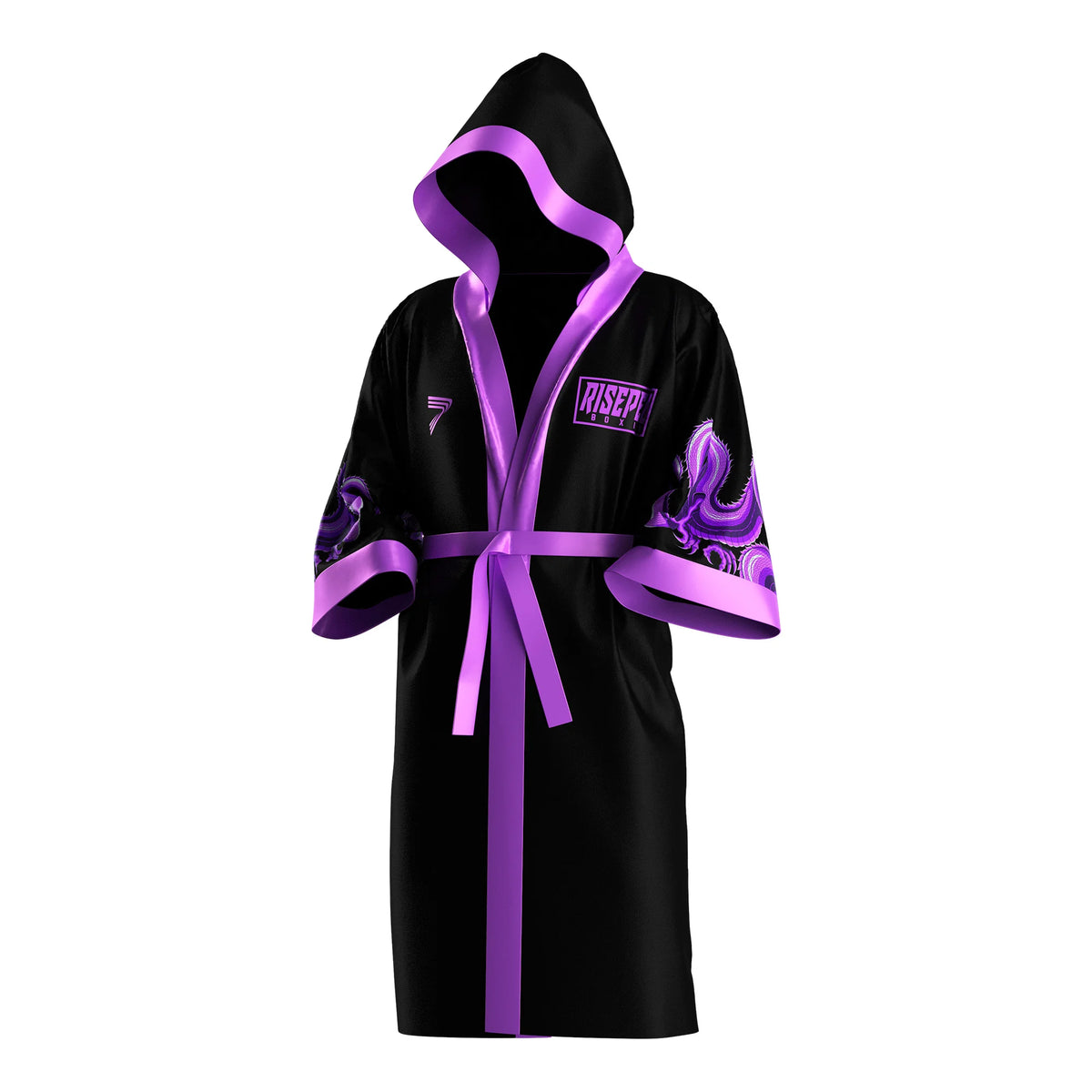 Black‑Violet Dragon Surge Boxing Robe