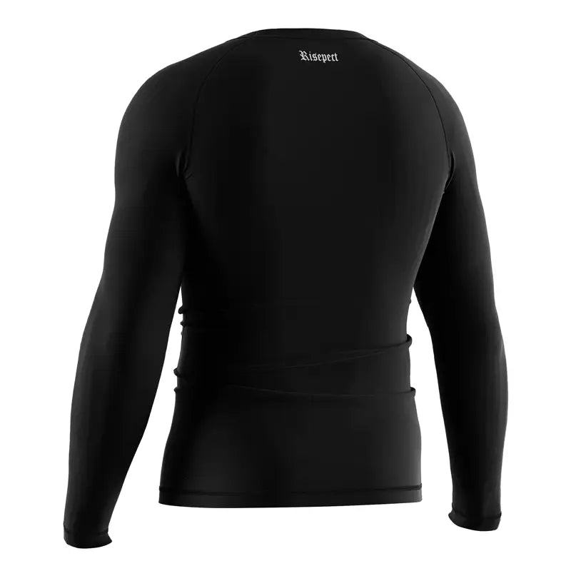 The Left Back View of Blood Sigil Red Gothic Rash Guard Ritual Combat Long Sleeve 3.0