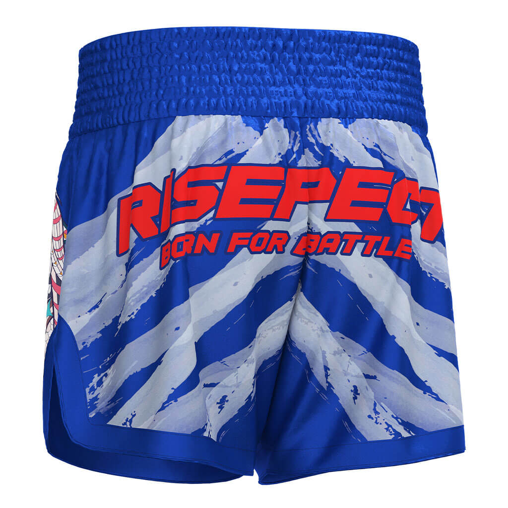 Blue Eagle Muay Thai Shorts Classic Thai Boxing Style - left back