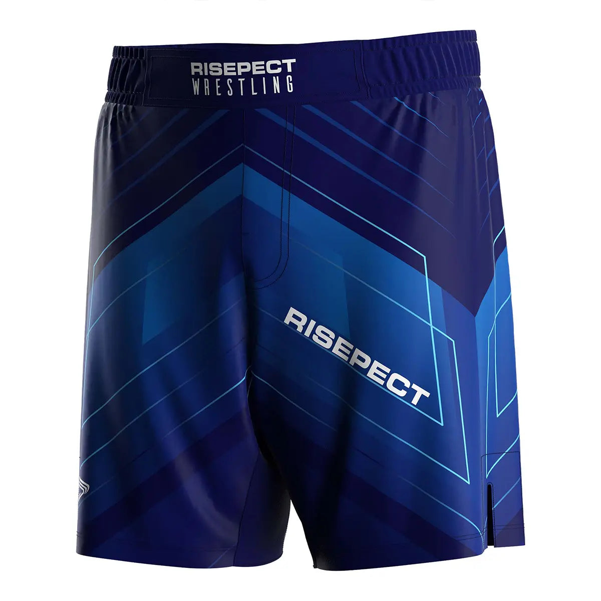 Blue Line of Impact Wrestling Shorts Front View