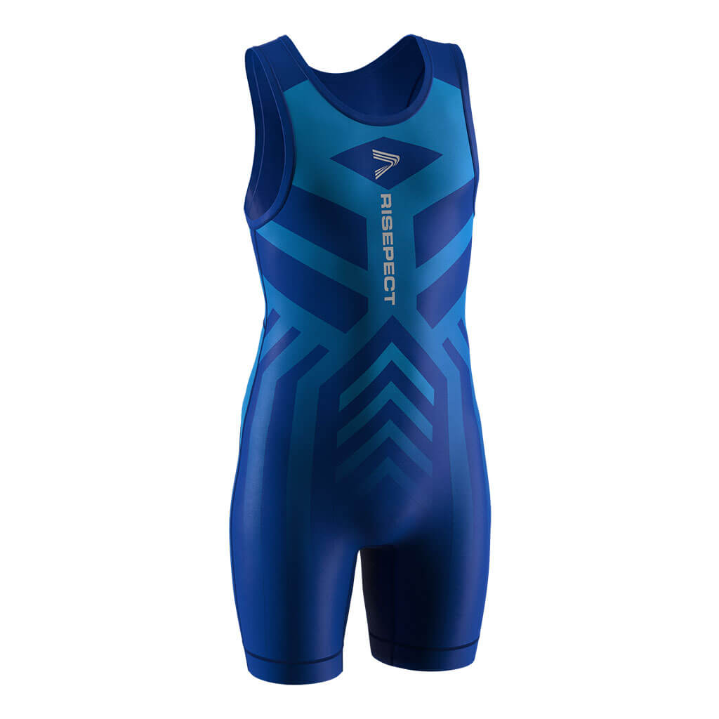 Blue Lycra USA Wrestling Singlet 2.0 with Back & Crotch Mesh Vents