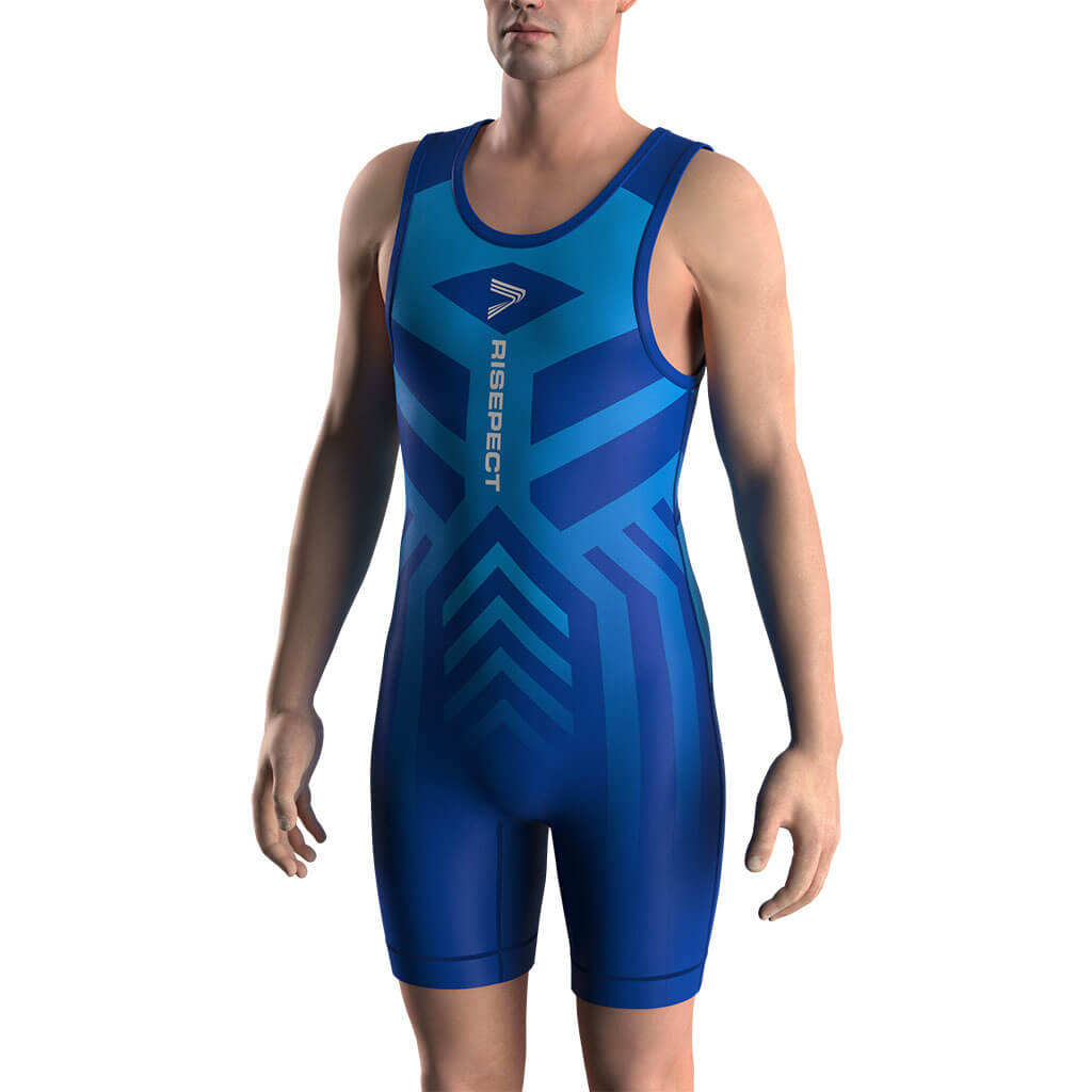 Blue Lycra USA Wrestling Singlet 2.0 with Back & Crotch Mesh Vents