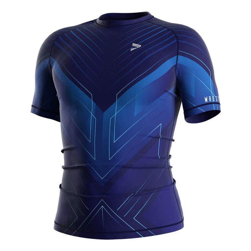 Blue Phantom Wrestling Compression Shirt - left front