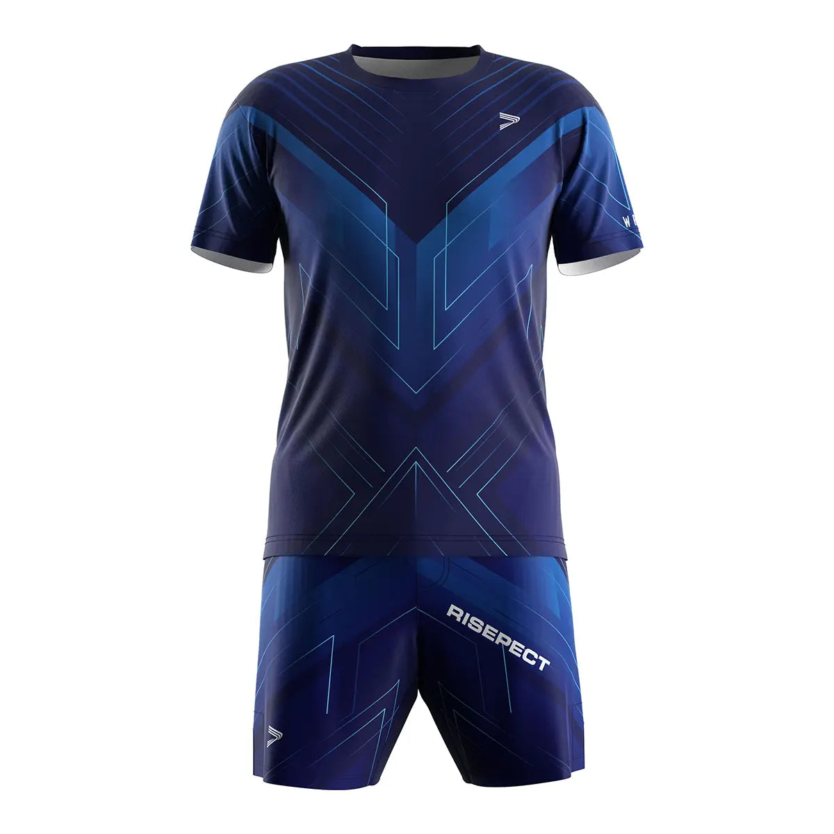 The Front View of Blue Wrestling Shirt & Shorts Set Line of Impact